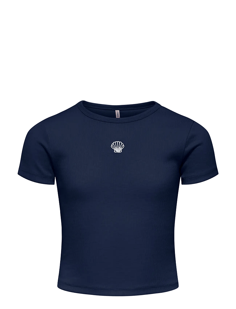 Kids Only - KOGELVA JUNE EMB S/S TEE CS JRS - kurzärmelige - navy blazer - 1