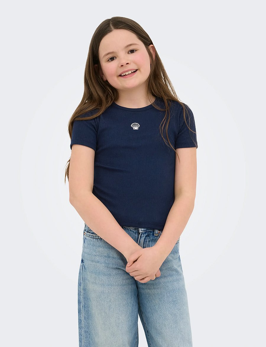 Kids Only - KOGELVA JUNE EMB S/S TEE CS JRS - lühikeste varrukatega t-särgid - navy blazer - 0