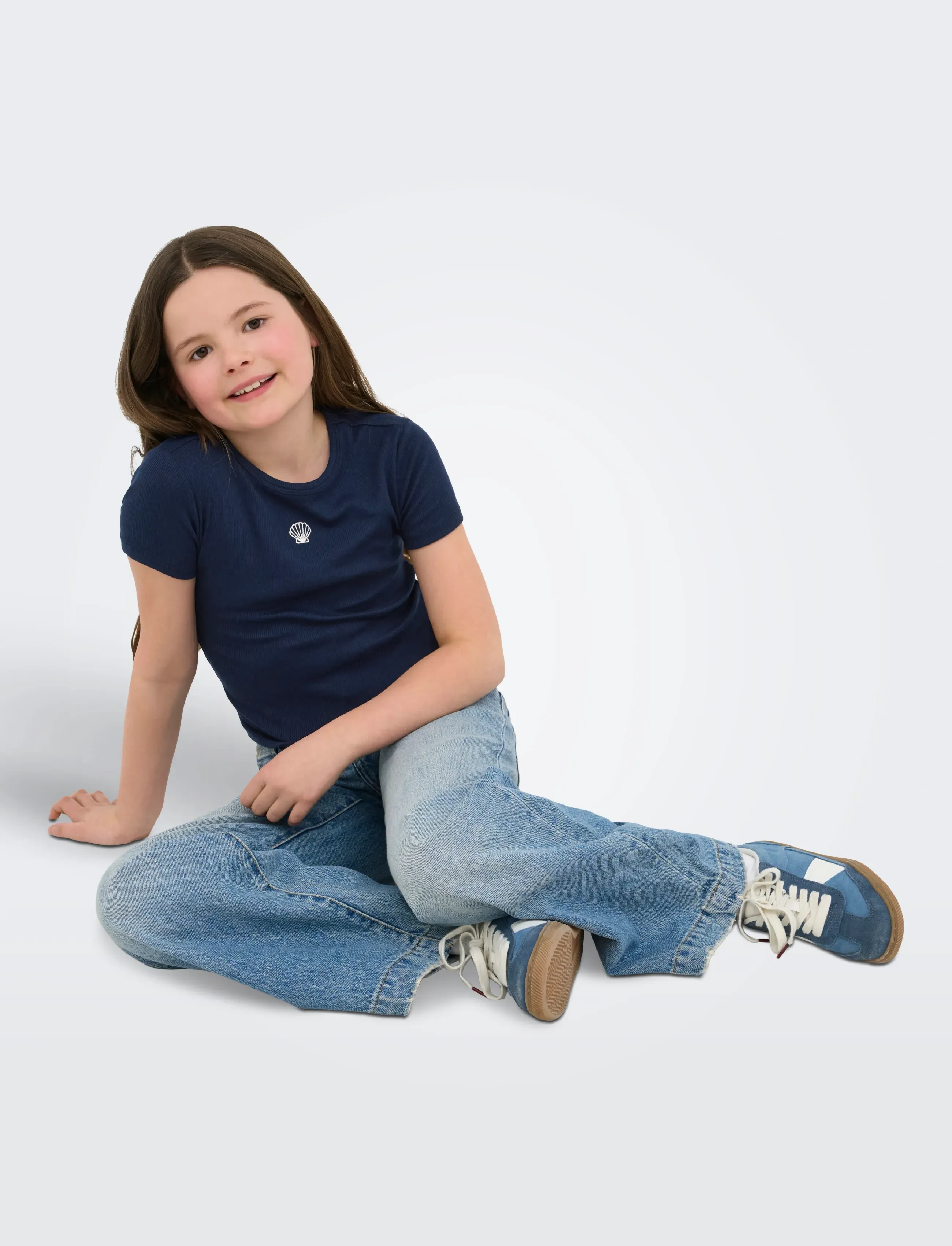 Kids Only - KOGELVA JUNE EMB S/S TEE CS JRS - lühikeste varrukatega t-särgid - navy blazer - 5