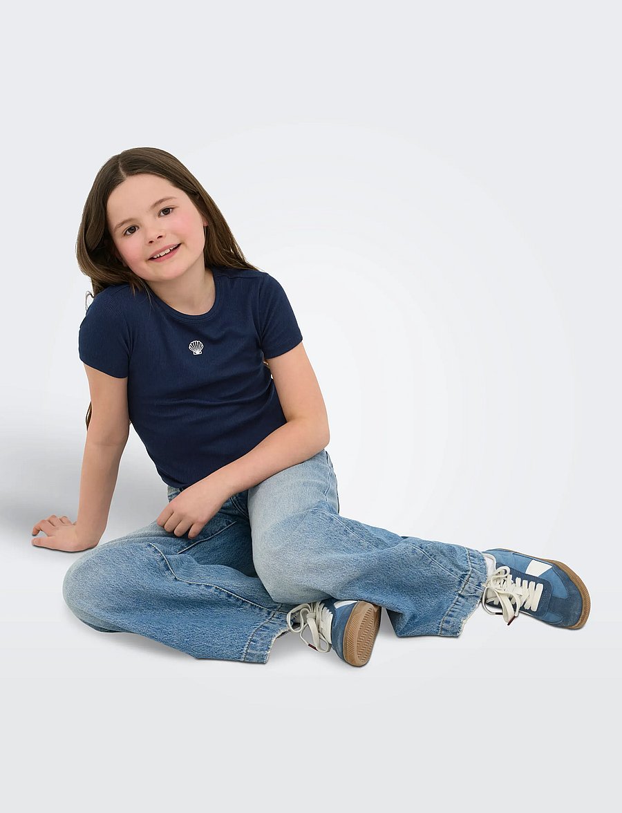 Kids Only - KOGELVA JUNE EMB S/S TEE CS JRS - lühikeste varrukatega t-särgid - navy blazer - 5