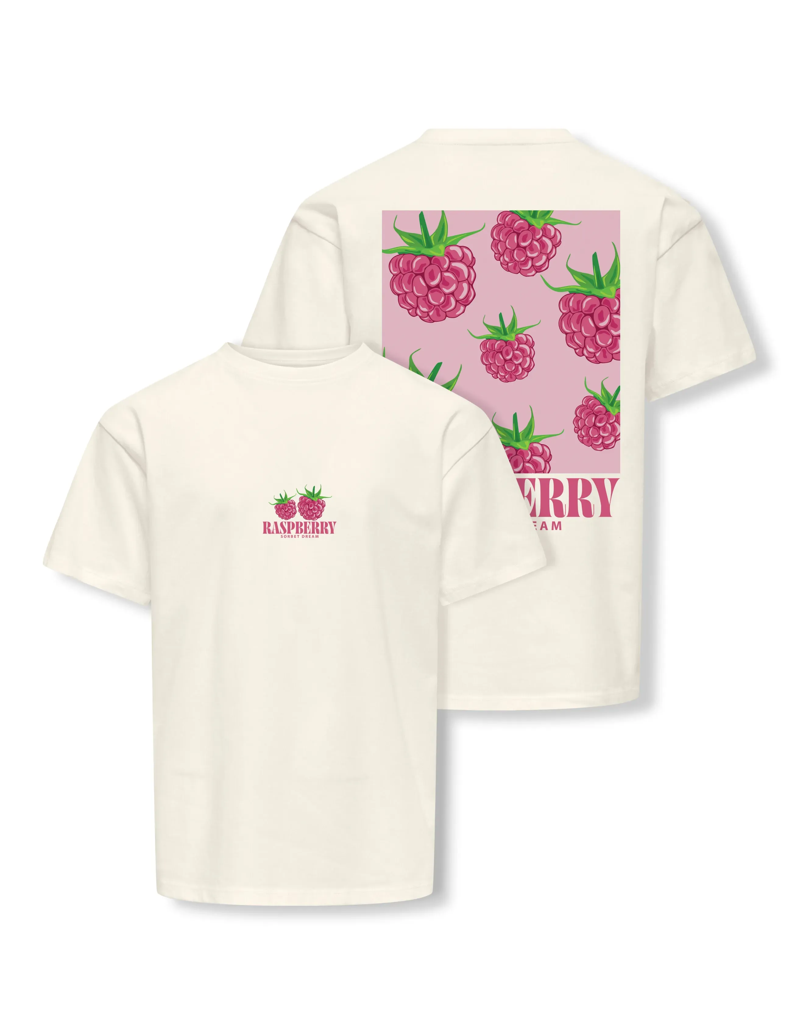 Kids Only KOGCARINA LIFE SS LOOSE PRINTED TOP JRS - Toppar & T-shirts - CLOUD DANCER / cream