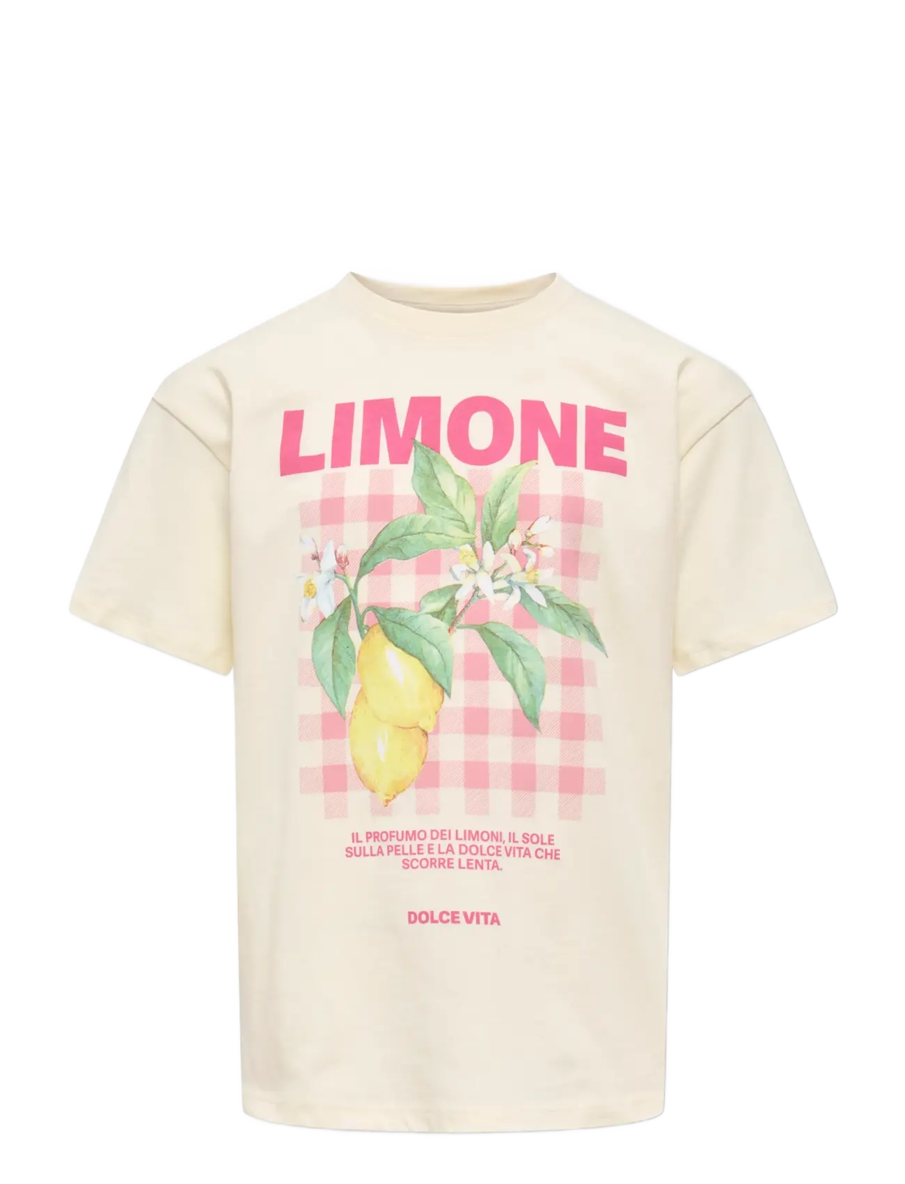 Kids Only KOGCARINA LIFE SS LOOSE PRINTED TOP JRS - Toppar & T-shirts - TOFU / beige