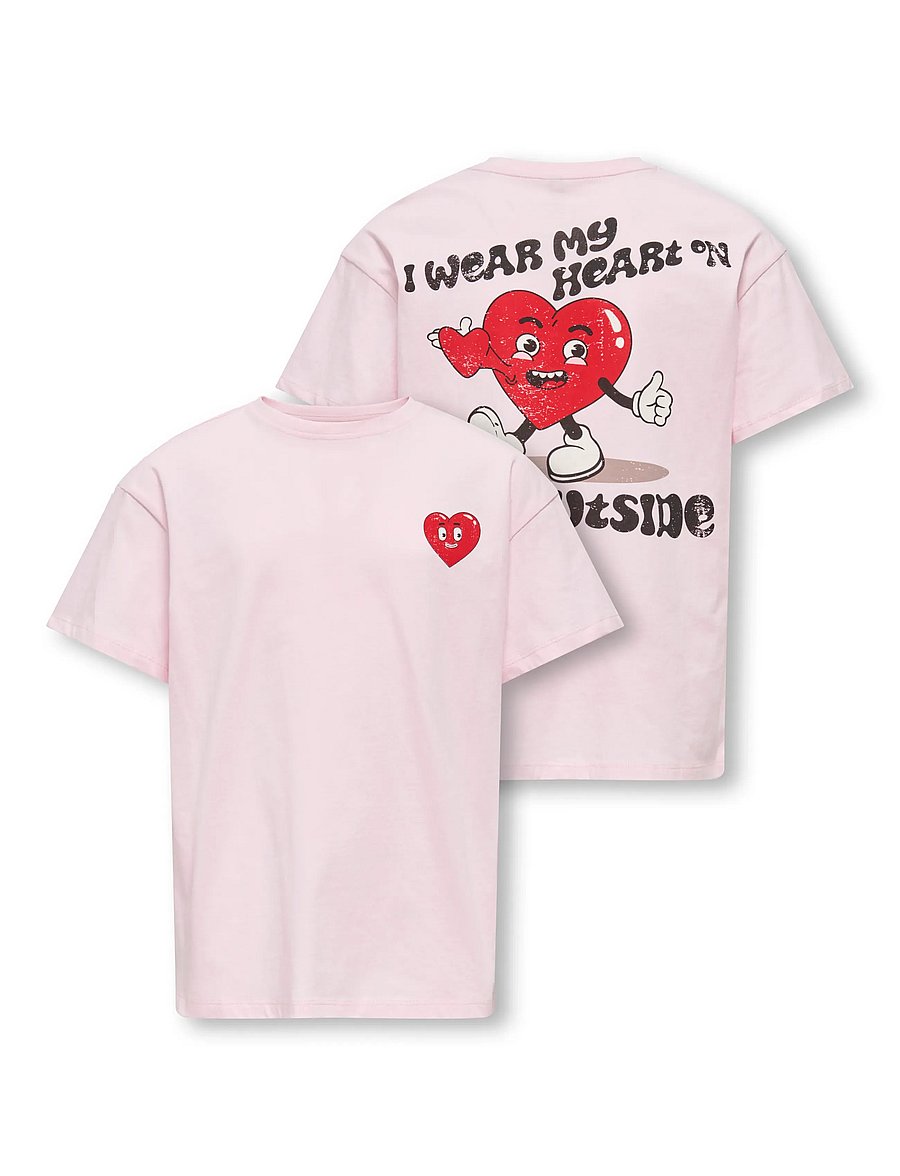 Kids Only - KOGEROS LIFE S/S LOOSE PRINT TOP JRS - barely pink - 0
