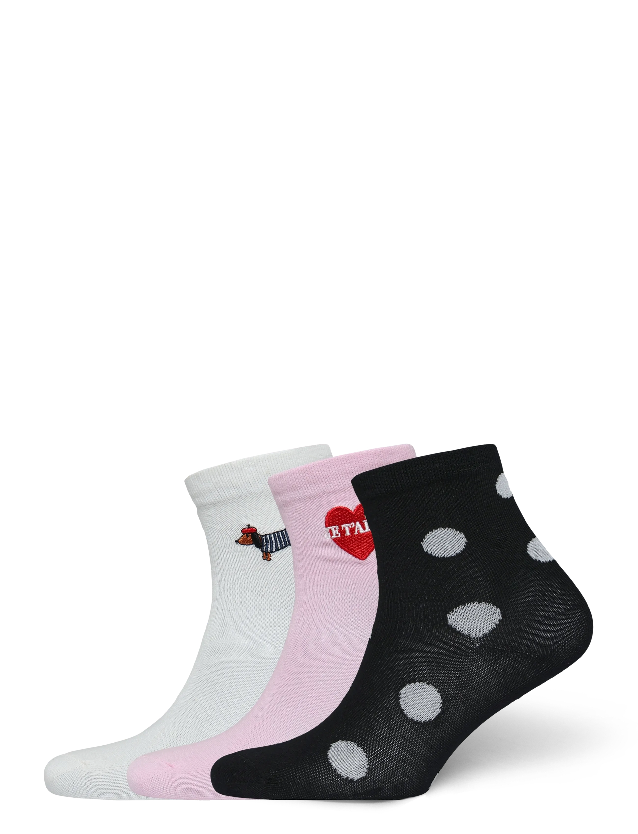 Kids Only Kogine Emb. 3-Pack Socks Cs Acc, 37-39, White, Sokker & Strømpebukser > Sokker, Børn