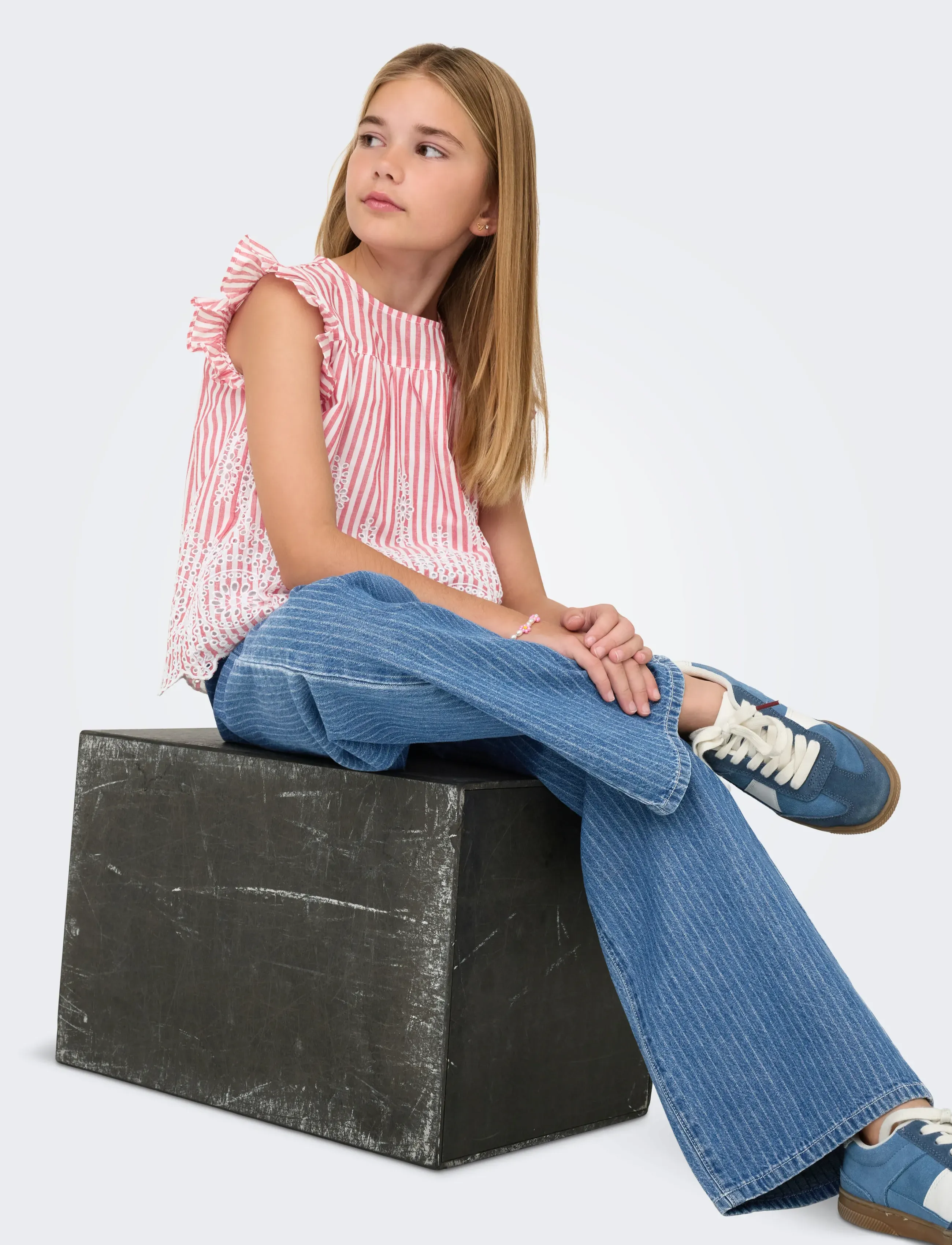 Kids Only - KOGYASMIN WIDE PANTS DNM GUA - medium blue denim - 4