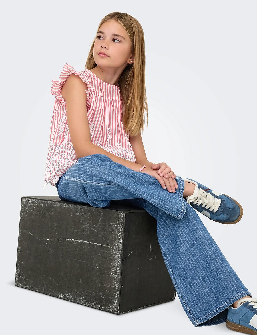 Kids Only - KOGYASMIN WIDE PANTS DNM GUA - medium blue denim - 4