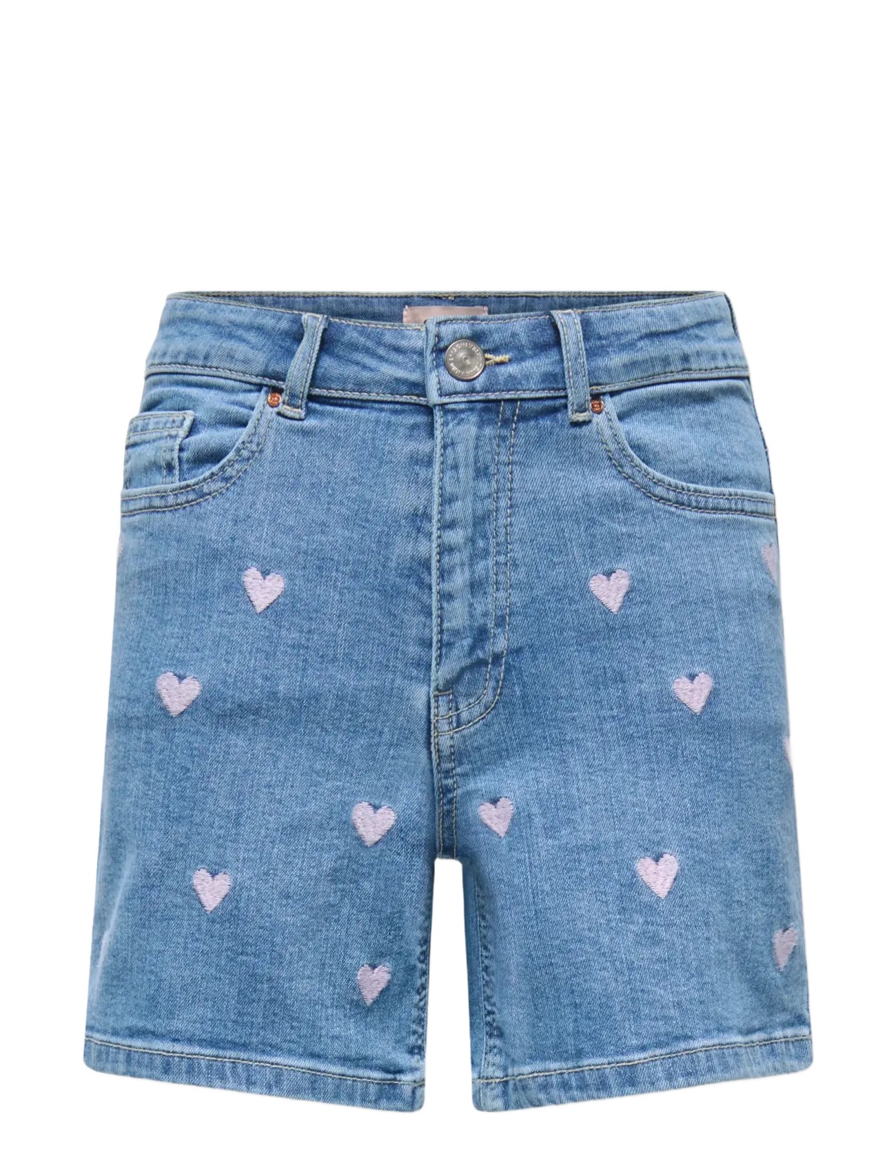 Kids Only KOGJUICY HW HEART EMB SHORTS DNM - Barn 2-8 år - LIGHT MEDIUM BLUE DENIM / blue