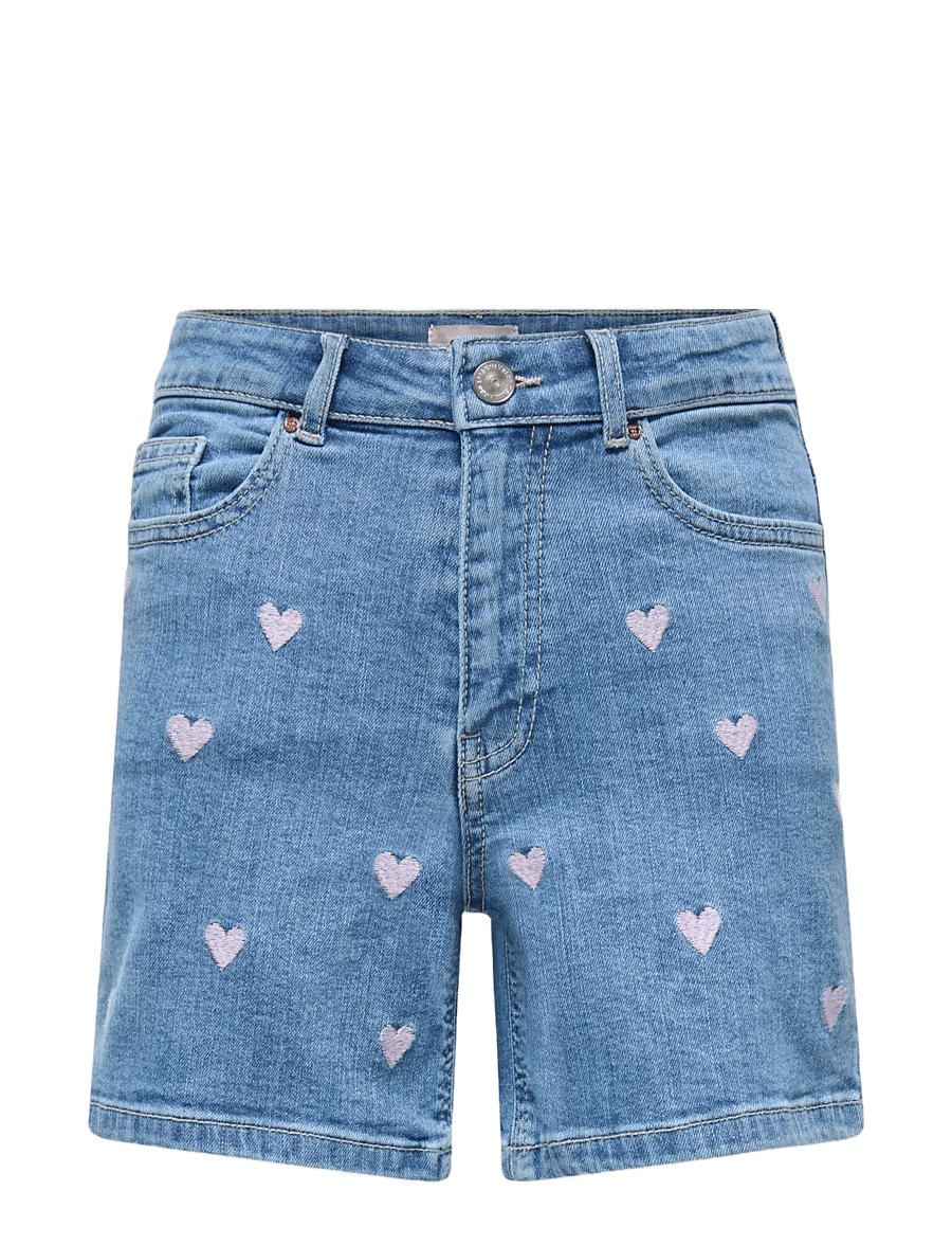 Kids Only - KOGJUICY HW HEART EMB SHORTS DNM - short en jeans - light medium blue denim - 0