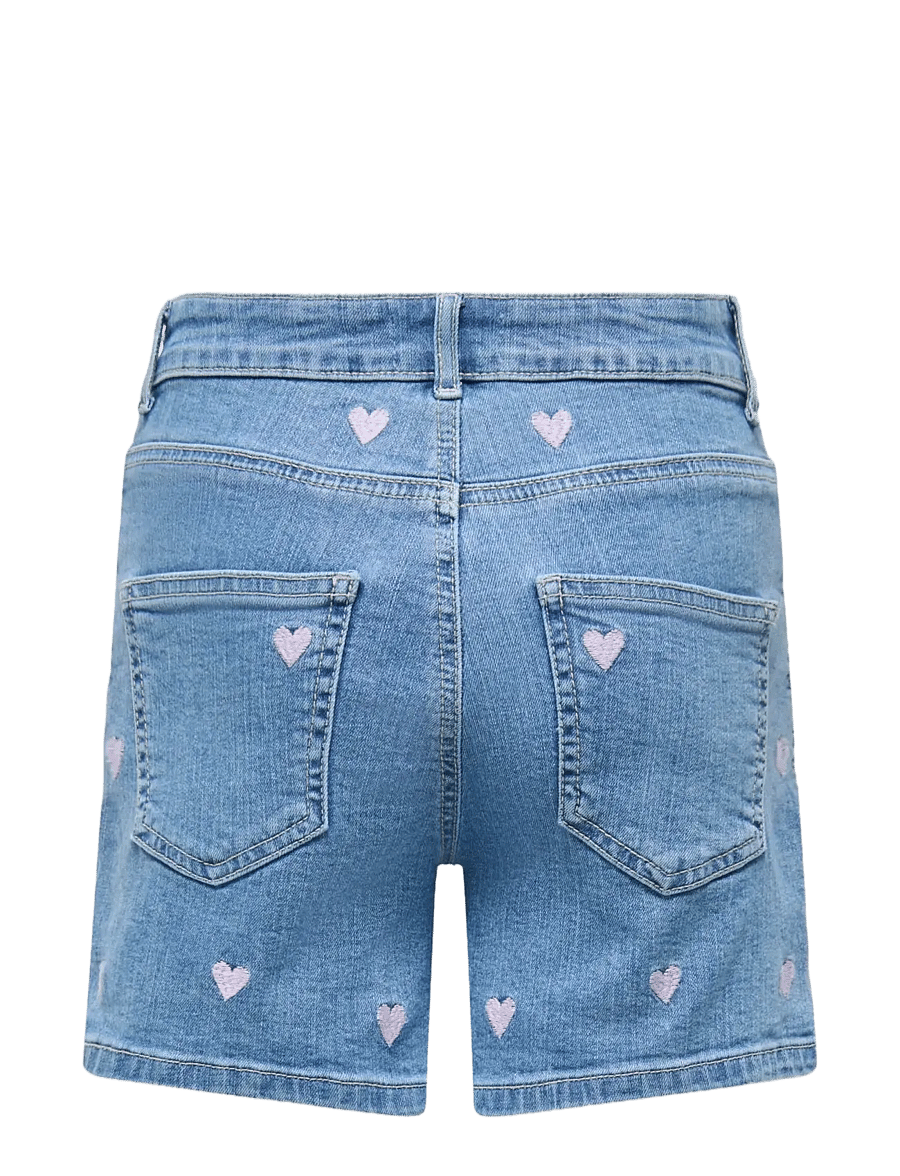Kids Only - KOGJUICY HW HEART EMB SHORTS DNM - short en jeans - light medium blue denim - 1