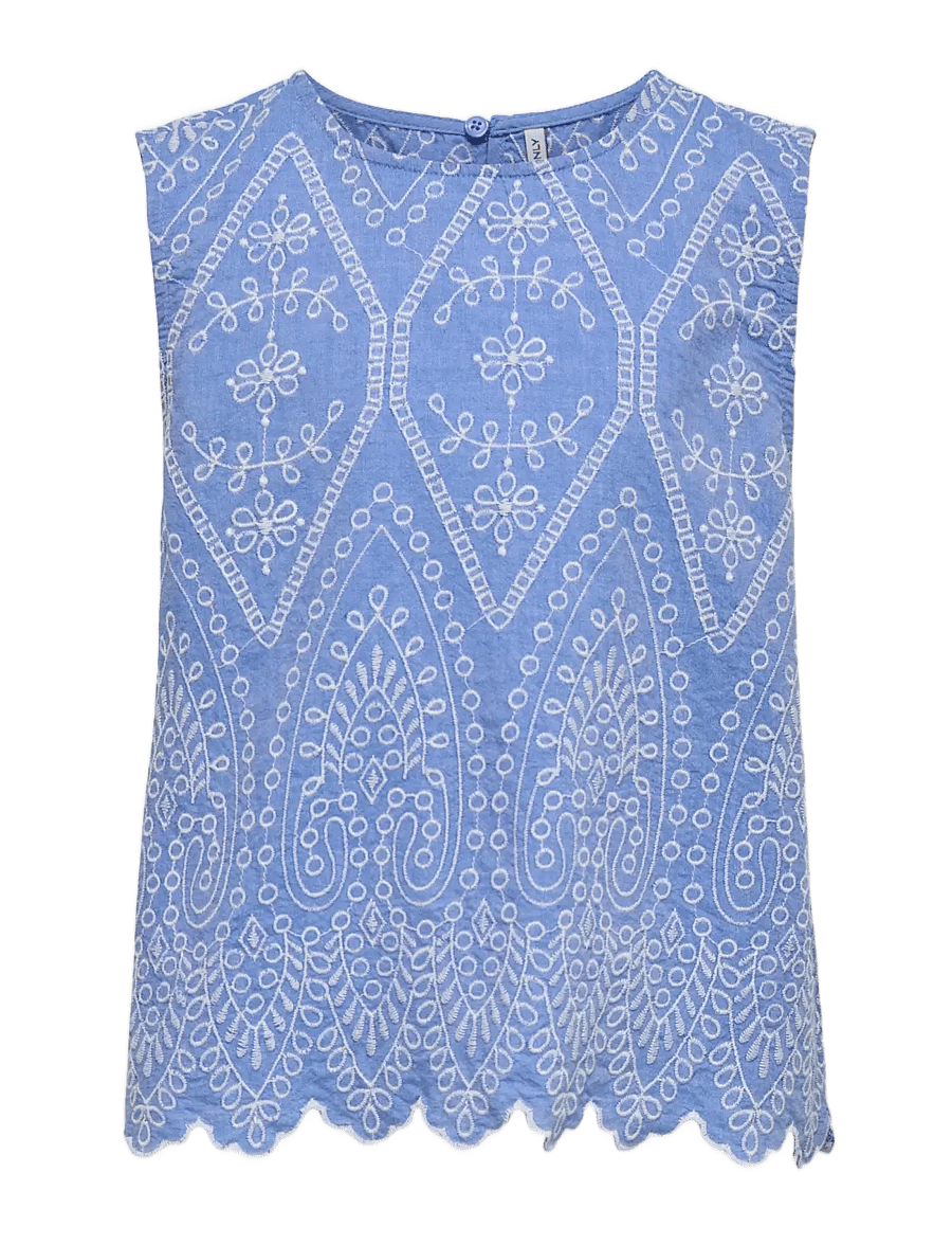 Kids Only - KOGTULUM EMB SL TOP WVN - blusen & tuniken - blue bonnet - 0