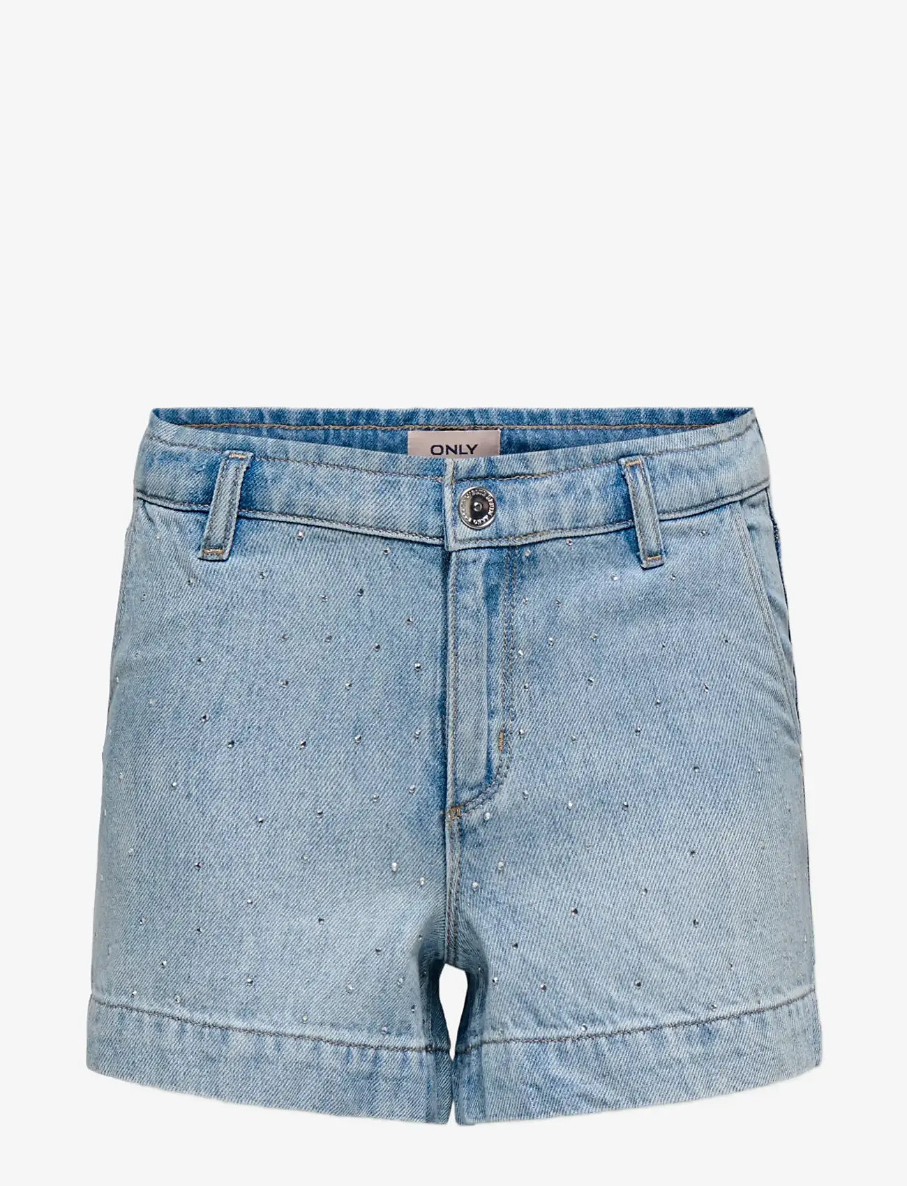 Kids Only - KOGCOMET WIDE RHINESTONE SHORTS DNM NOOS - jeansshorts - light blue denim - 1