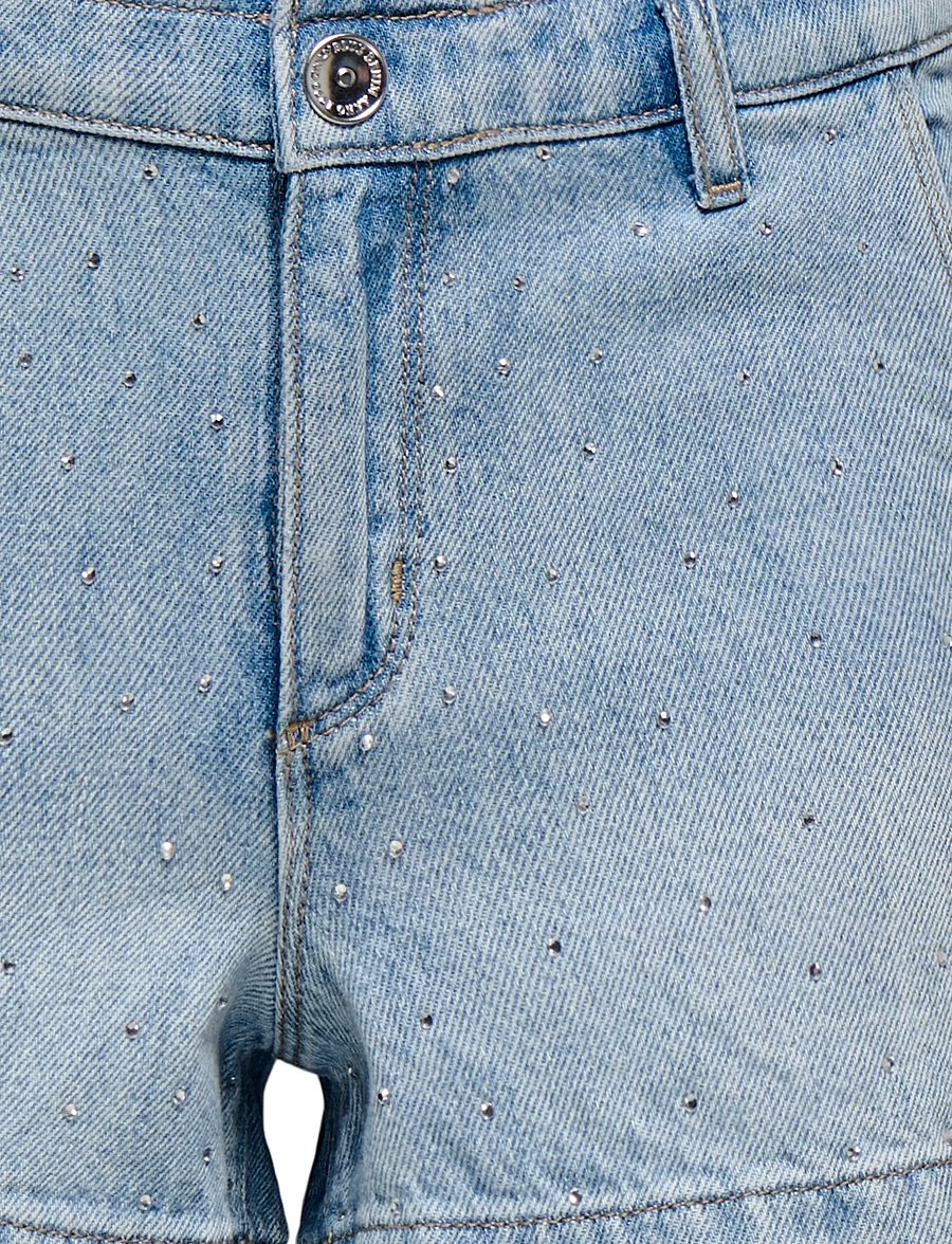 Kids Only - KOGCOMET WIDE RHINESTONE SHORTS DNM NOOS - denimshorts - light blue denim - 3