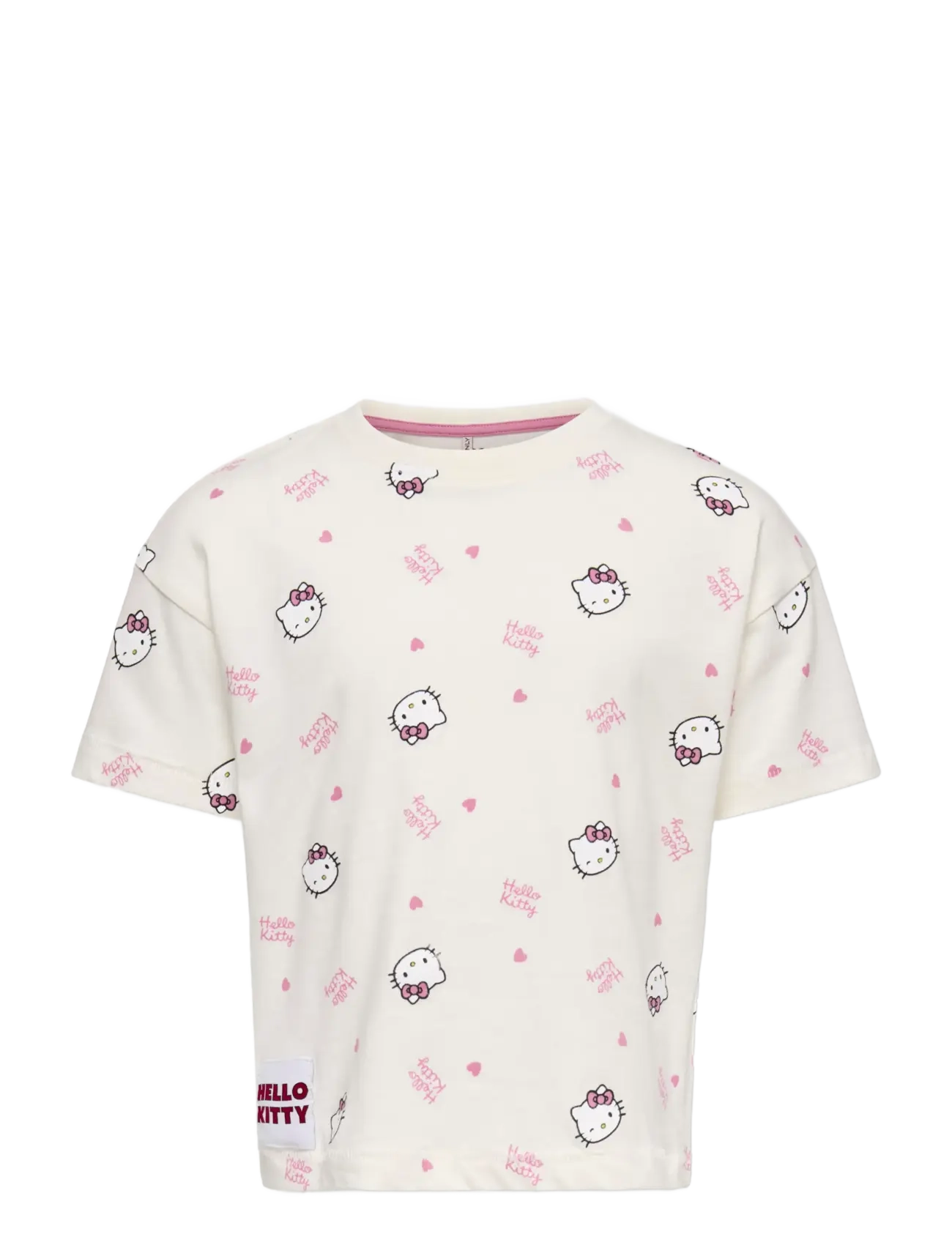 Kids Only KMGKITTY LIFE SS LOOSE PRINTED TEE JRS - Riided - TOFU / cream