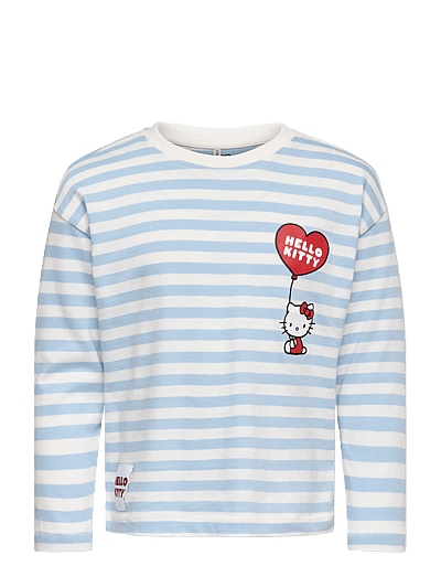 Kids Only KMGHELLO LIFE LS LOOSE PRINTED TEE JRS - Pikkade varrukatega T-särgid - TOFU / blue