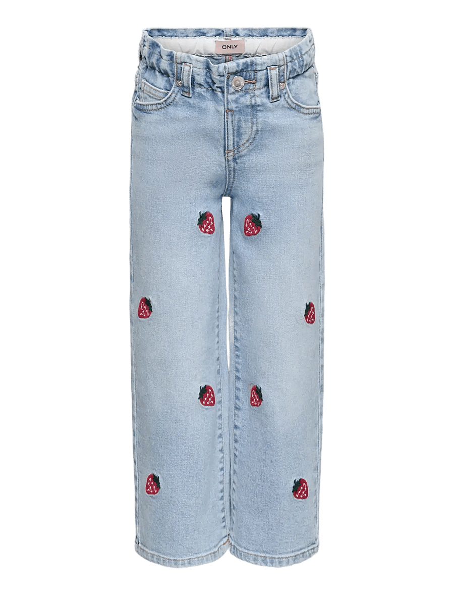 Kids Only - KMGLUNA BERRY PAPERBAG WIDE DNM - jeans met wijde pijpen - light blue denim - 0