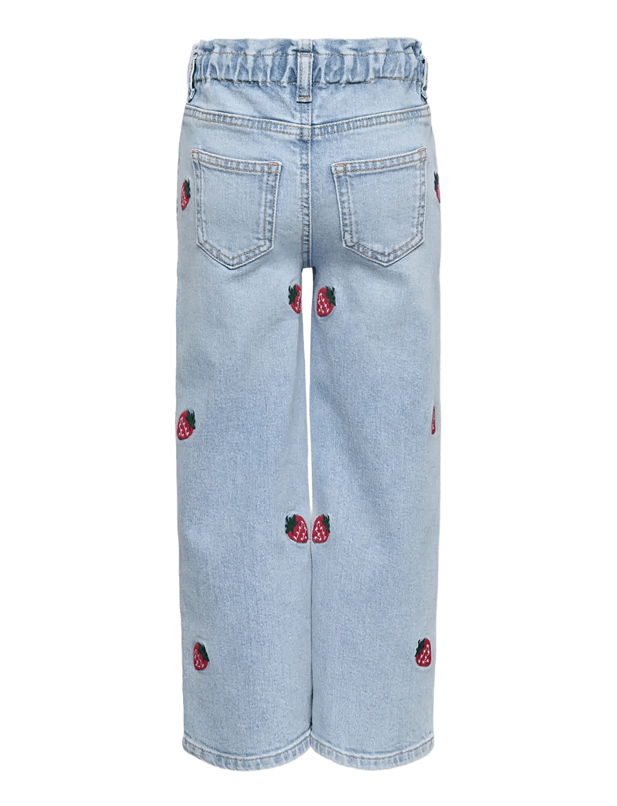 Kids Only - KMGLUNA BERRY PAPERBAG WIDE DNM - jeans met wijde pijpen - light blue denim - 1
