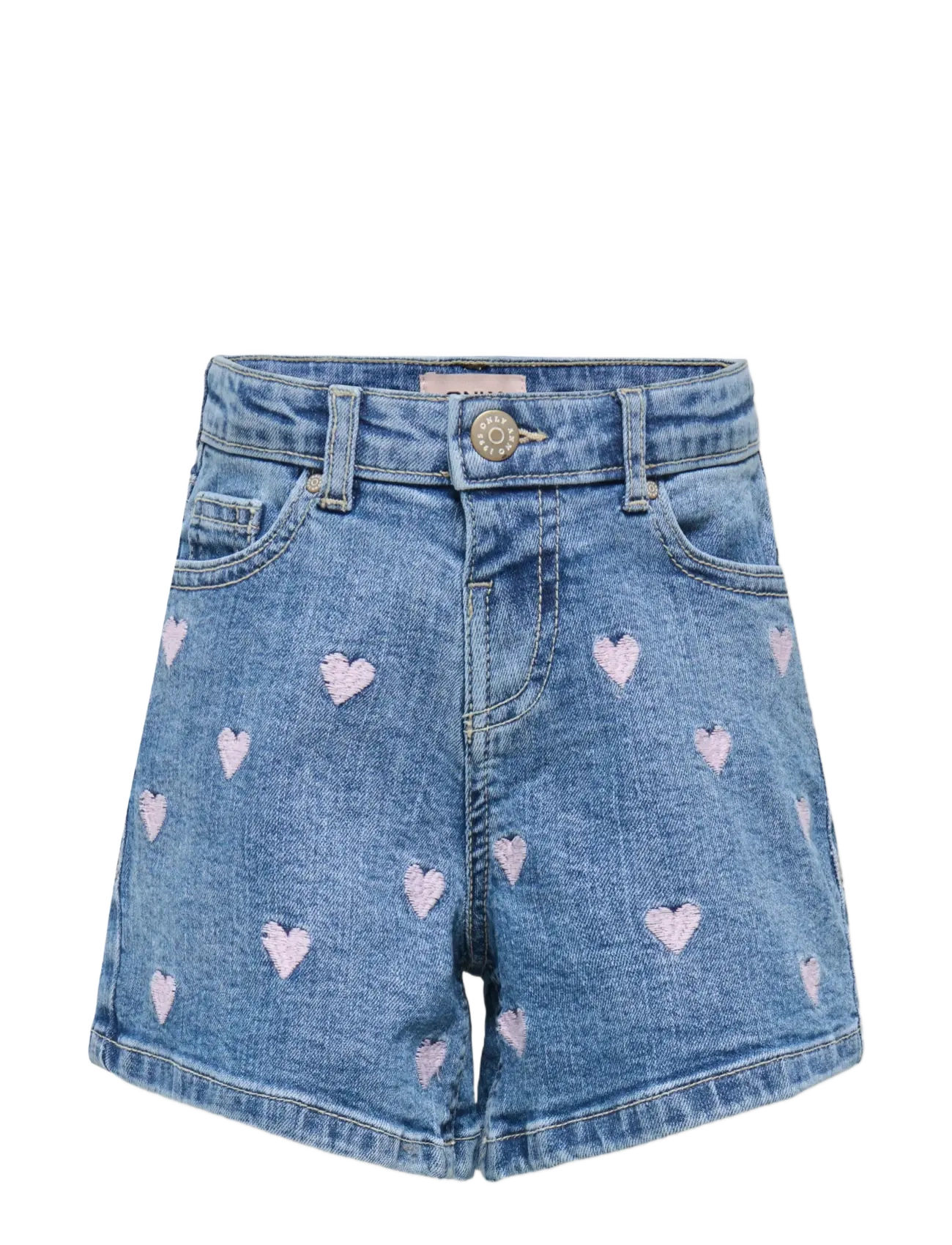 Kids Only KMGJUICY HEART EMB SHORTS DNM NOOS - Underdele - LIGHT MEDIUM BLUE DENIM / blue
