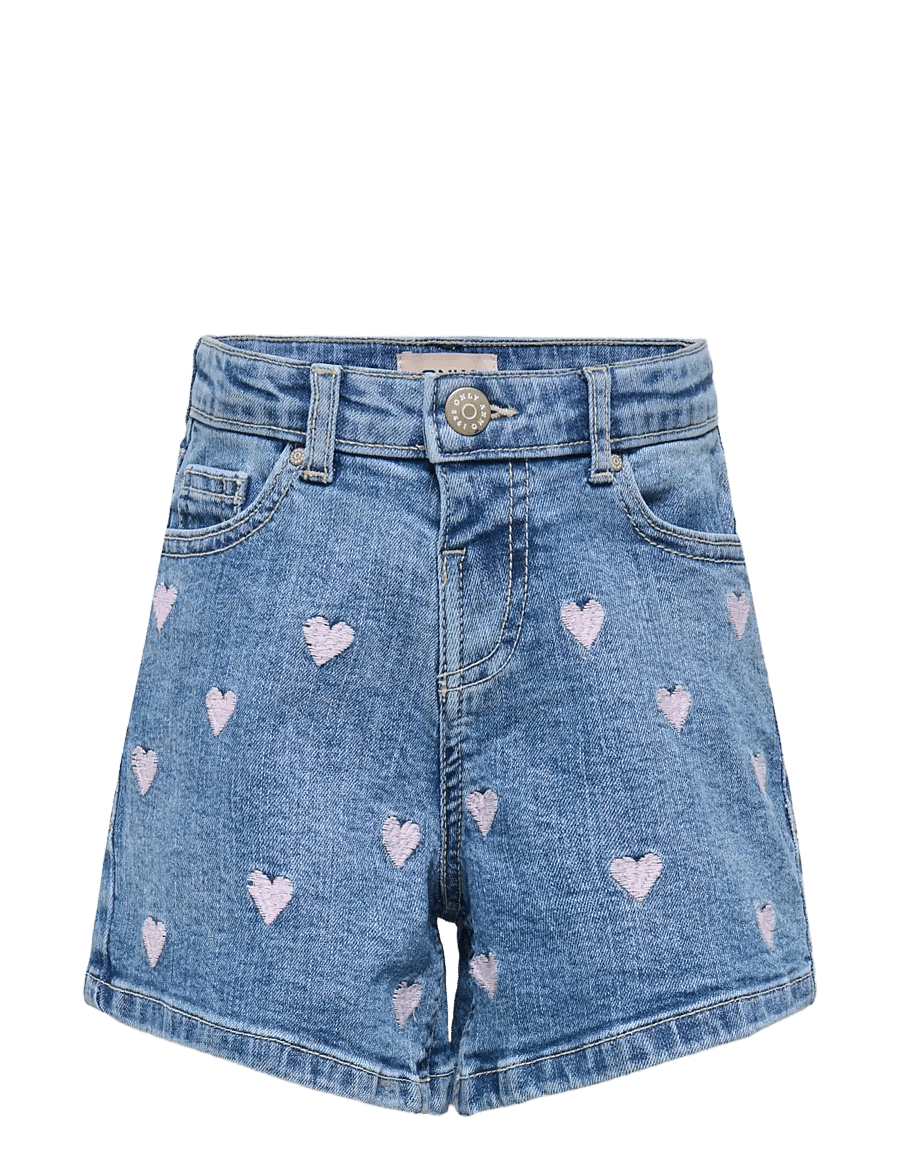 Kids Only - KMGJUICY HEART EMB SHORTS DNM NOOS - short en jeans - light medium blue denim - 0