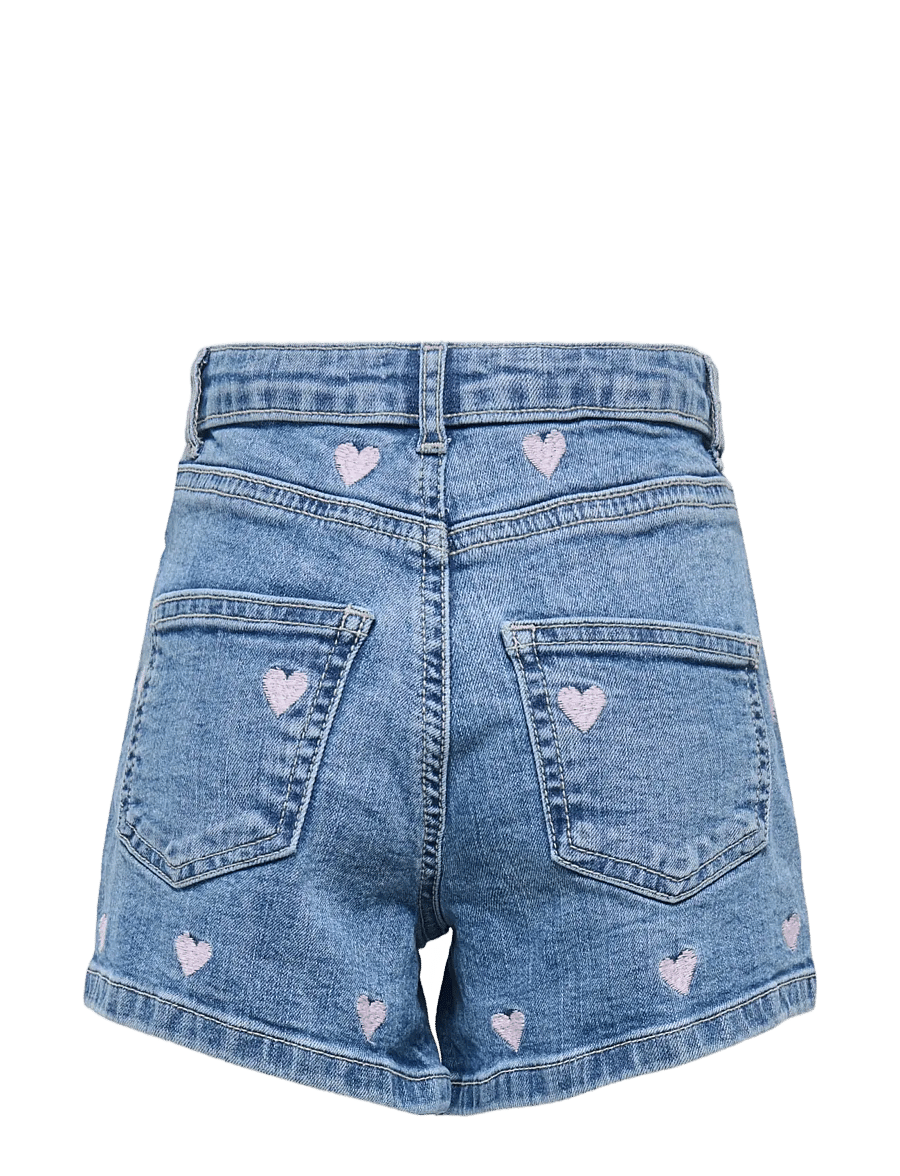 Kids Only - KMGJUICY HEART EMB SHORTS DNM NOOS - short en jeans - light medium blue denim - 1