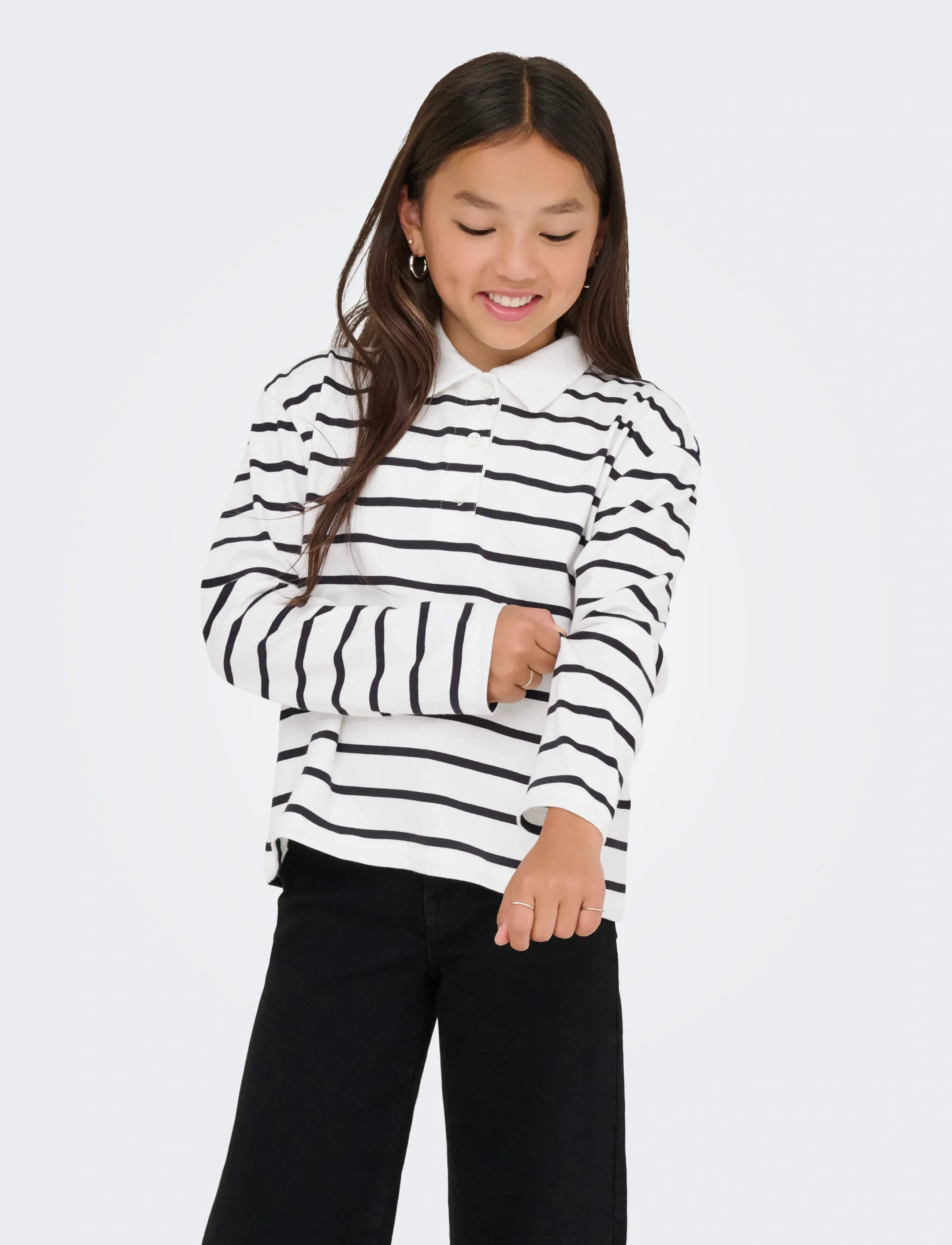Kids Only Kogsira L/S Polo Cs Jrs, 158-164, White, Polo Skjorter > Langærmede Polo Shirts, Børn