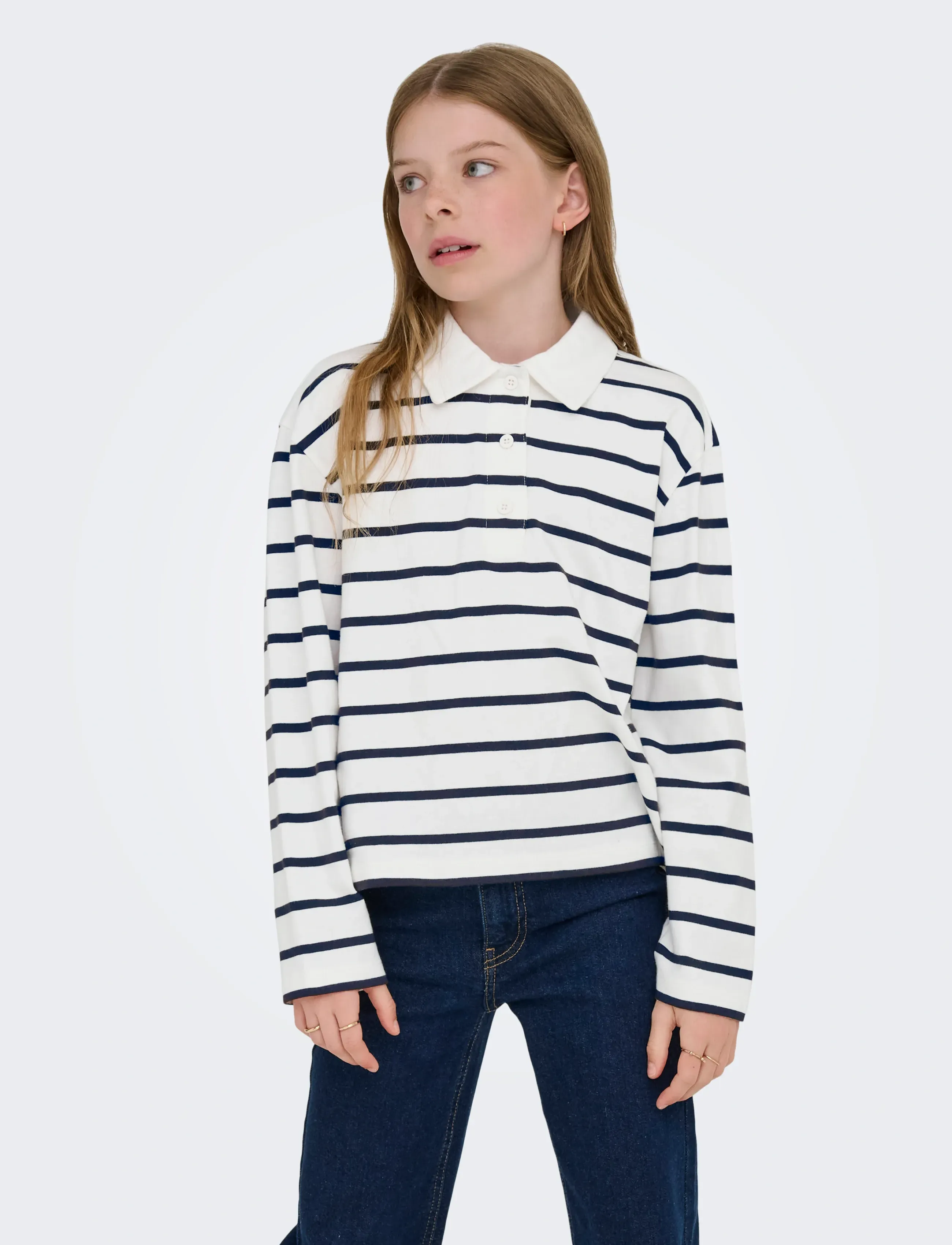 Kids Only Kogsira L/S Polo Cs Jrs, 158-164, White, Polo Skjorter > Langærmede Polo Shirts, Børn