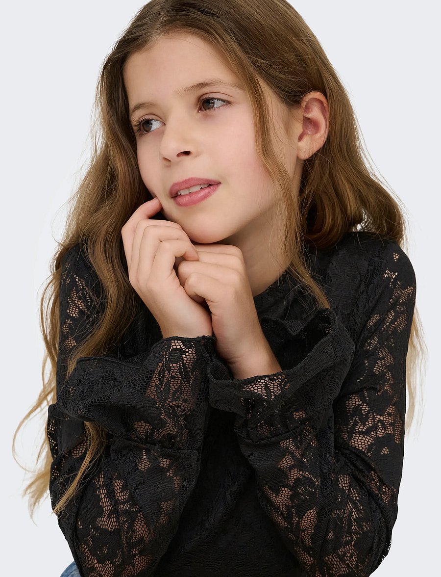 Kids Only - KOGTOOS L/S LACE TOP JRS - langärmelig - black - 5