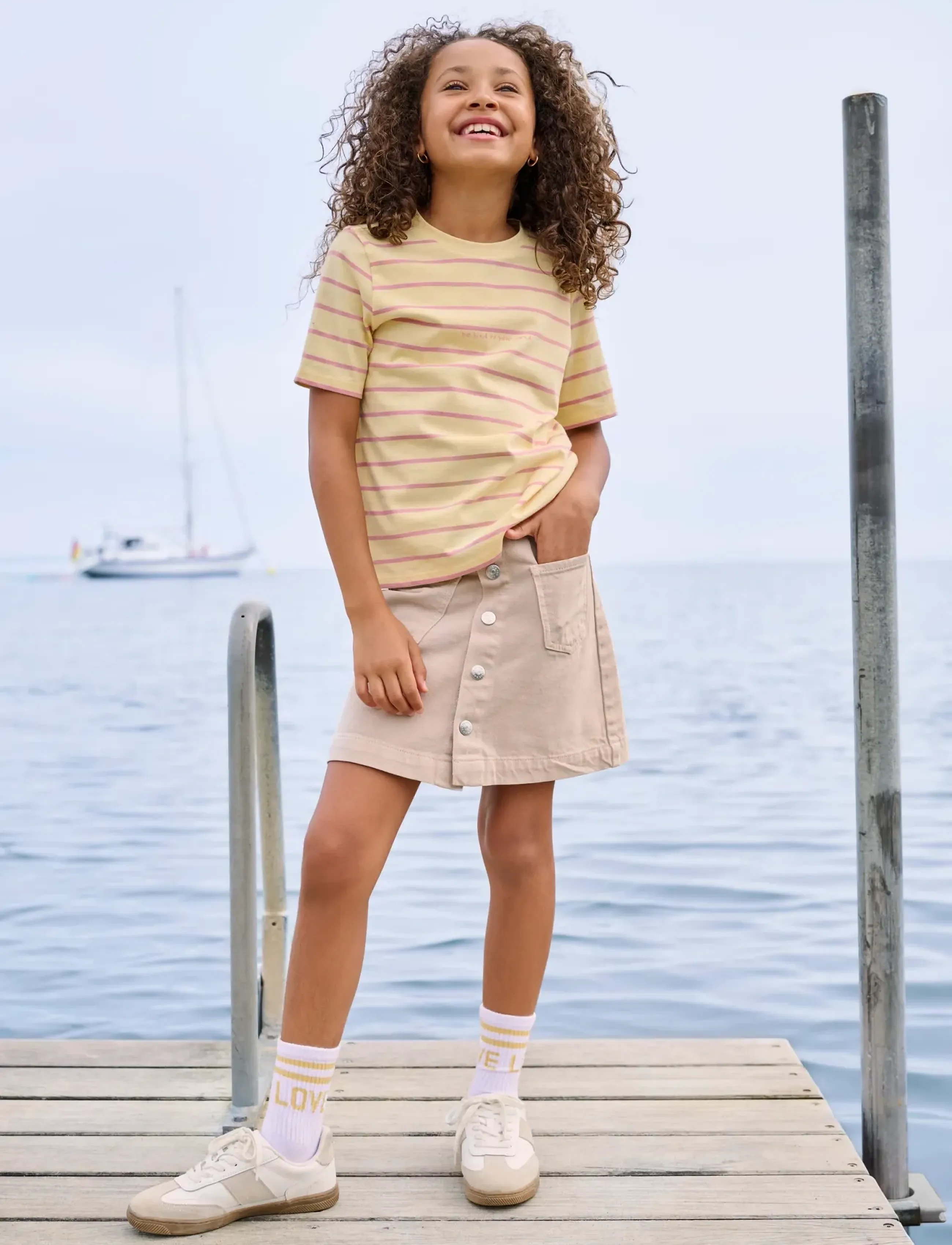 Kids Only KOGAMAZING COL SKIRT TAI DNM - Spijkerrokken - OATMEAL / beige