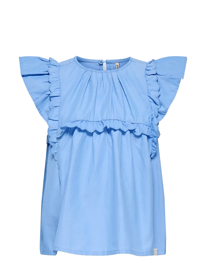 Kids Only - KMGCLARE SS RUFFLE TOP WVN - blouses & tunics - cornflower blue - 1
