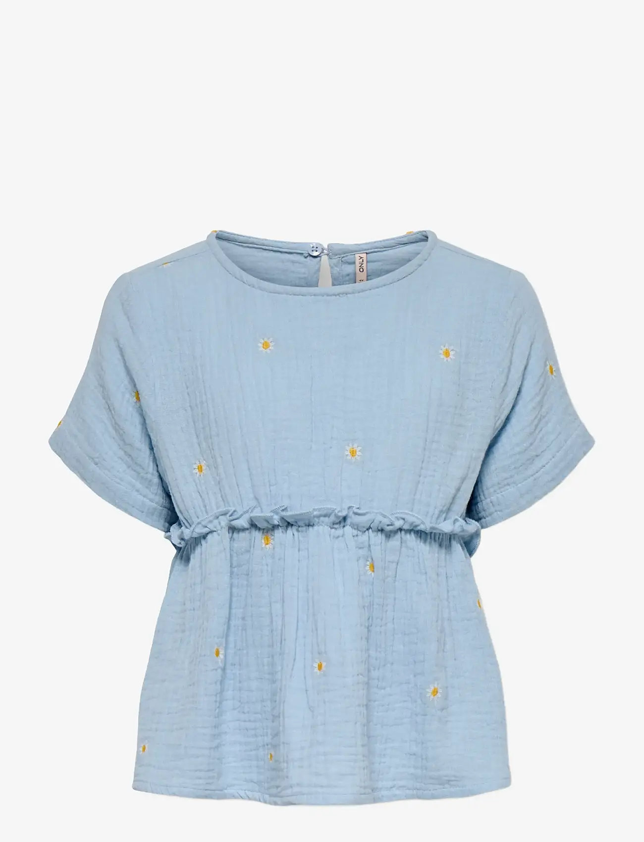 Kids Only - KMGTHYRA SS EMB FRILL TOP WVN - blouses & tunics - cashmere blue - 0