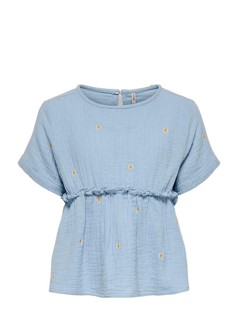 Kids Only - KMGTHYRA SS EMB FRILL TOP WVN - blouses & tunics - cashmere blue - 0