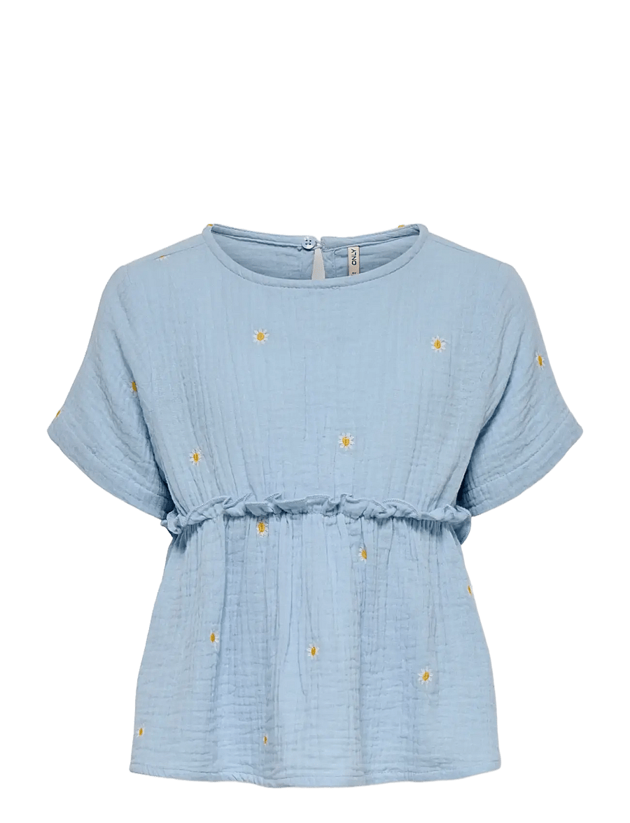 Kids Only - KMGTHYRA SS EMB FRILL TOP WVN - bluser & tunikaer - cashmere blue - 0