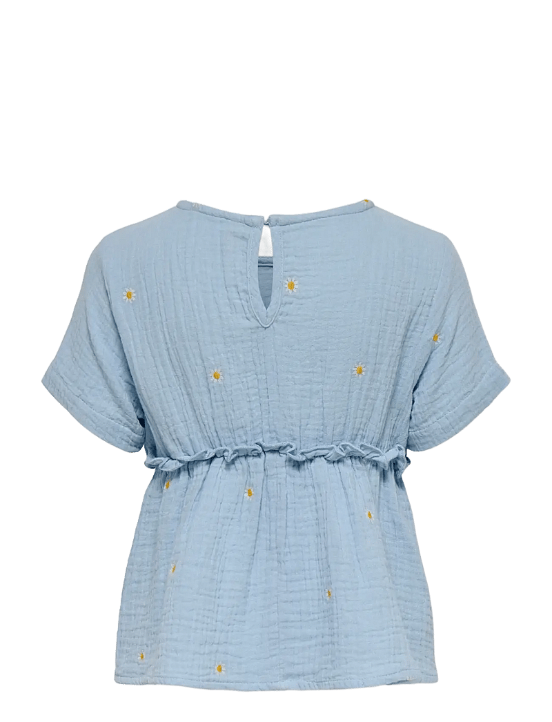 Kids Only - KMGTHYRA SS EMB FRILL TOP WVN - blouses & tunics - cashmere blue - 1