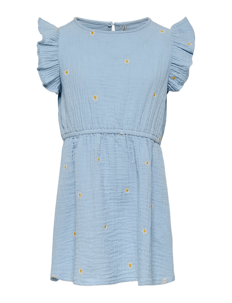 Kids Only - KMGTHYRA SL EMB FRILL DRESS WVN - sukienki dla dziewczynek z krótkim rękawem - cashmere blue - 0