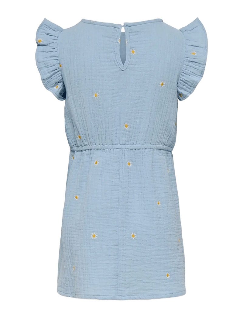 Kids Only - KMGTHYRA SL EMB FRILL DRESS WVN - sukienki dla dziewczynek z krótkim rękawem - cashmere blue - 1