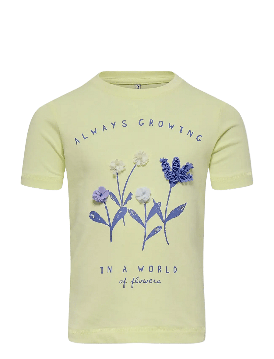 Kids Only - KMGBLOOM SS REG PRINTED TEE JRS - t-krekli ar īsām piedurknēm - tender yellow - 0