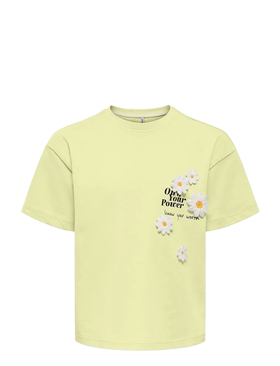 Kids Only - KMGPETAL SS LOOSE PRINTED TEE JRS - kortærmede t-shirts - tender yellow - 0