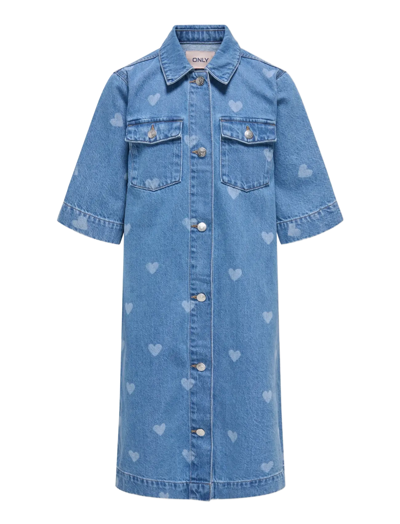 Kinder ONLY Koglova Ss Heart Dnm Kleid Blau - 158 - Kinder
