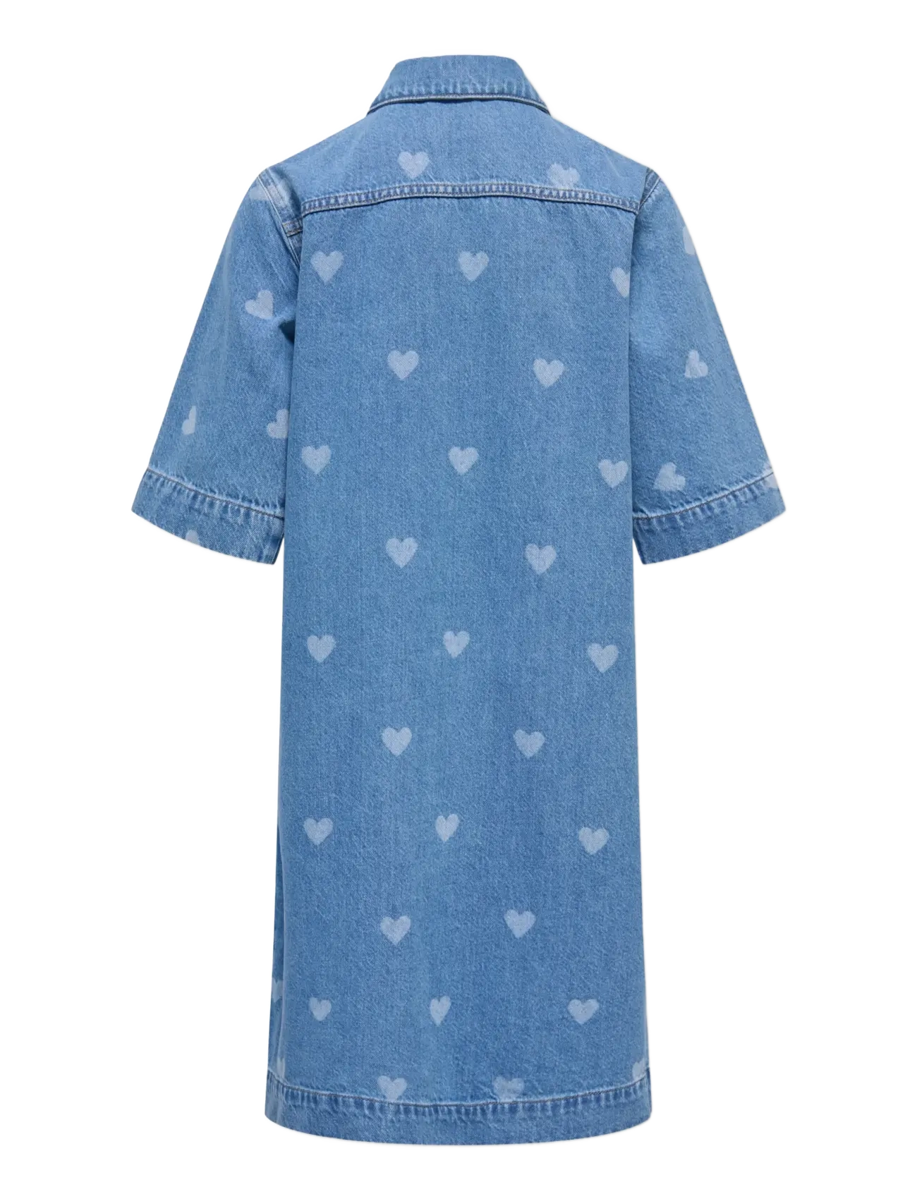 Kids Only - KOGLOVA SS HEART DNM DRESS - kortærmede hverdagskjoler - medium blue denim - 1