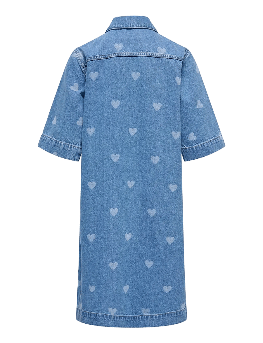 Kids Only - KOGLOVA SS HEART DNM DRESS - kortærmede hverdagskjoler - medium blue denim - 1