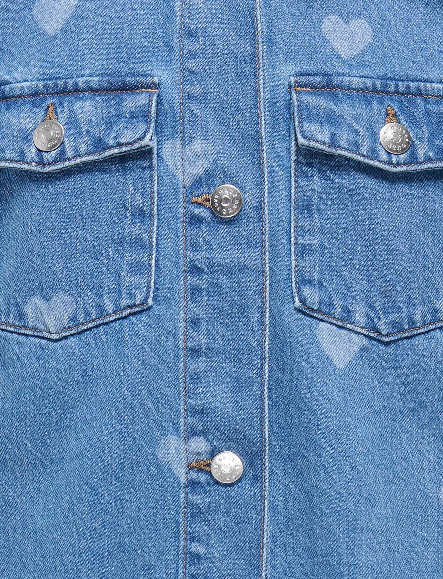 Kids Only - KOGLOVA SS HEART DNM DRESS - kortærmede hverdagskjoler - medium blue denim - 2