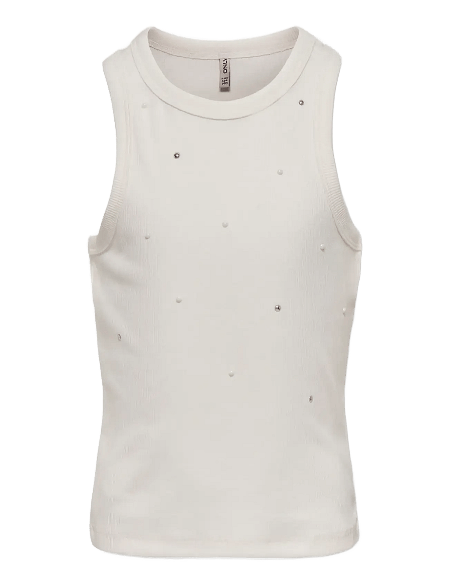 Kids Only - KOGJILL LIFE S/L EMB TANK TOP JRS - Ærmeløs undertrøje - cloud dancer - 0