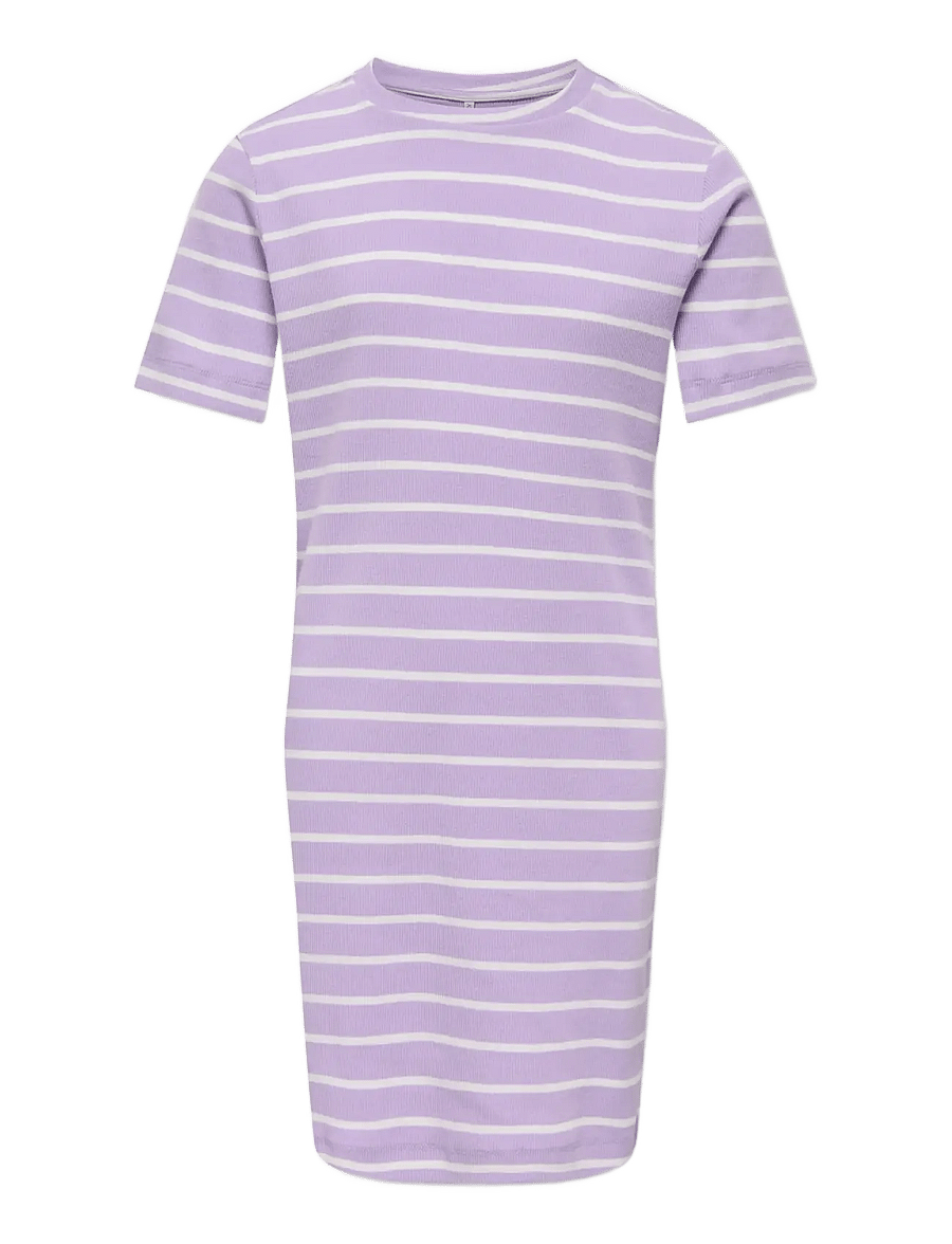 Kids Only - KOGKENYA SS RIB STRIPE DRESS JRS - kortærmede hverdagskjoler - lilac breeze - 0
