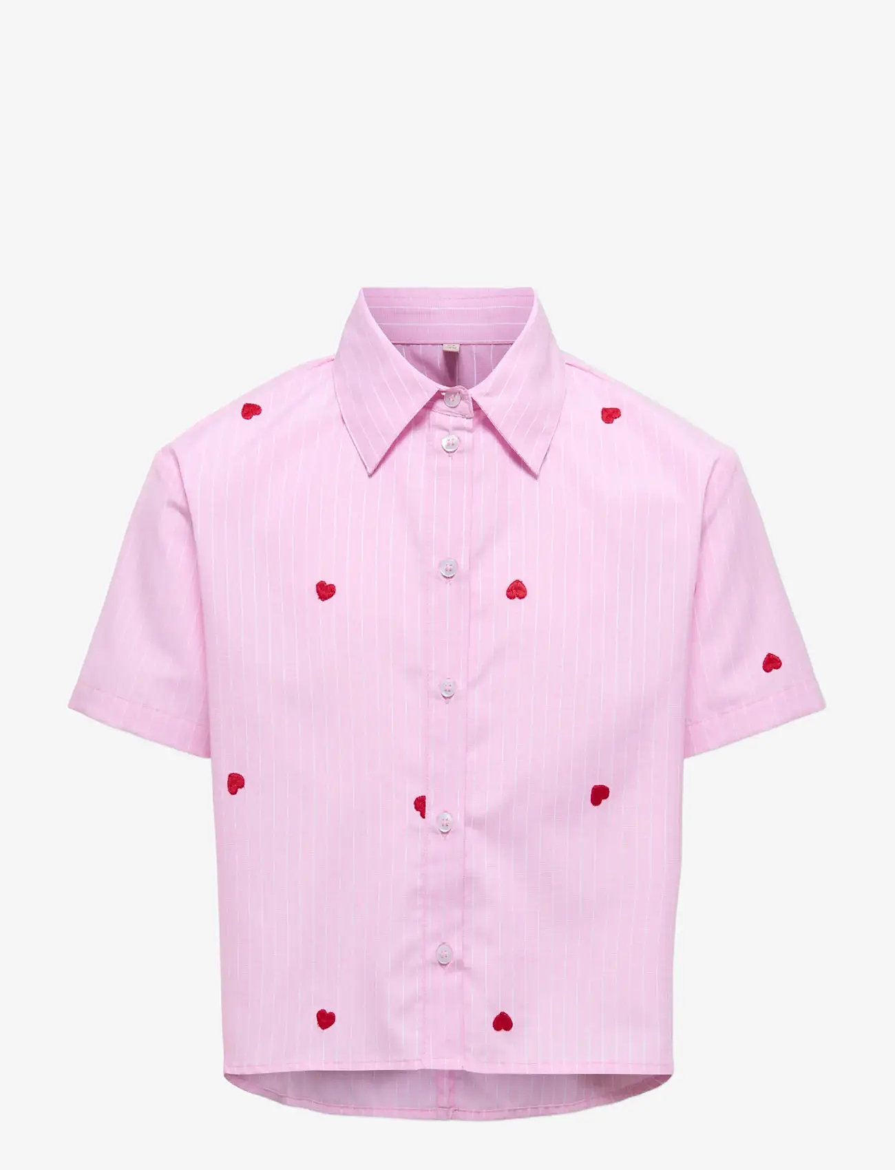 Kids Only - KOGNEW LINA SS STRIPE EMB SHIRT WVN - kortærmede skjorter - begonia pink - 0