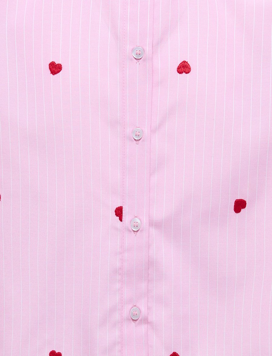 Kids Only - KOGNEW LINA SS STRIPE EMB SHIRT WVN - kurzärmlige hemden - begonia pink - 2