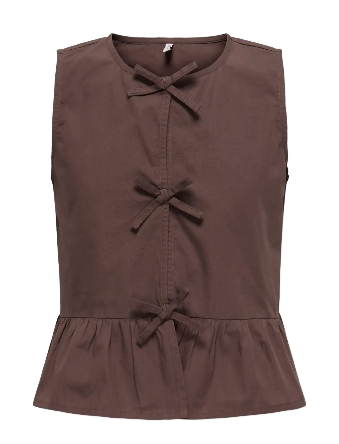 Kids Only KOGCLARA LIFE SL BOW SHIRT WVN - Överdelar - SHOPPING BAG / brown