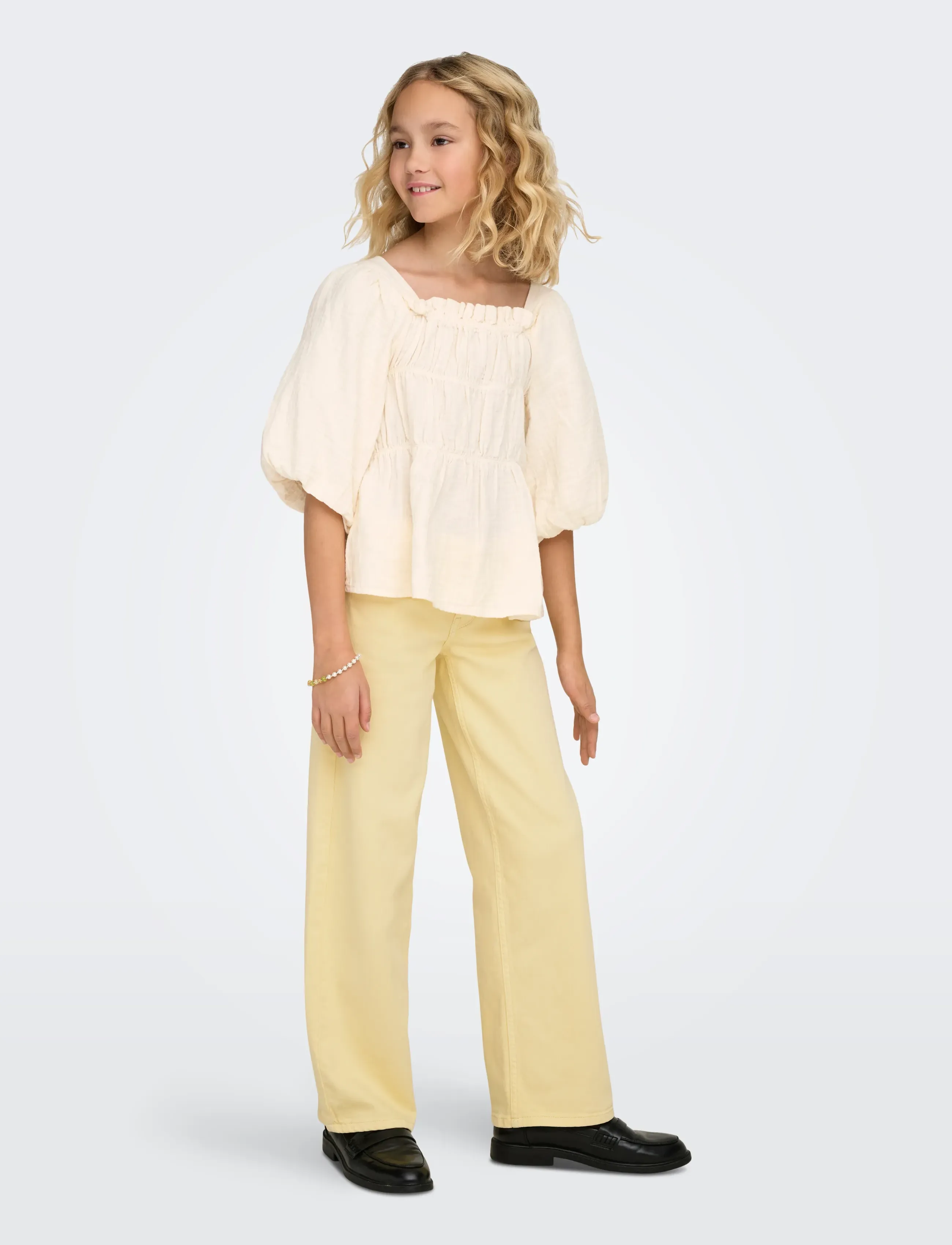 Kids Only - KOGJUDY-O LW COL WIDE LEG DNM TAI - pantalons larges - sunlight - 4
