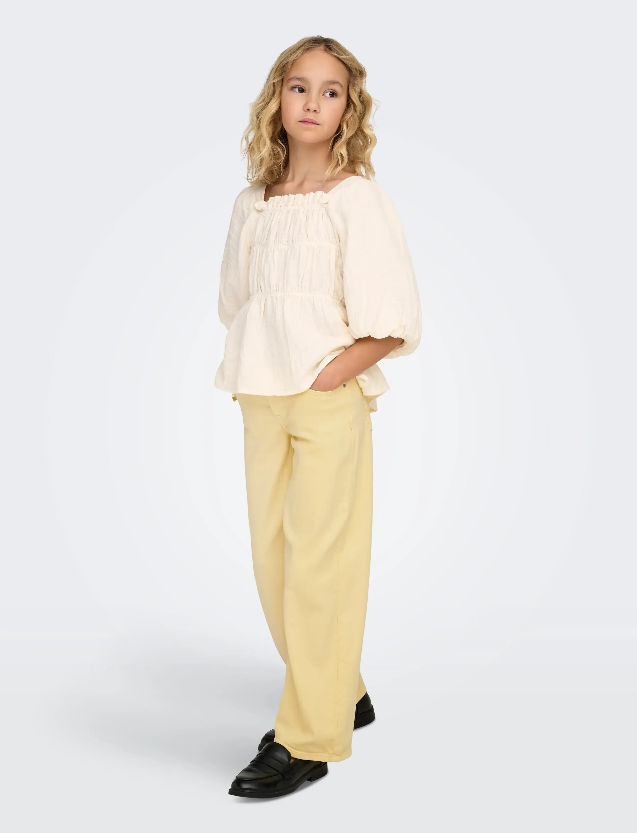 Kids Only - KOGJUDY-O LW COL WIDE LEG DNM TAI - pantalons larges - sunlight - 5