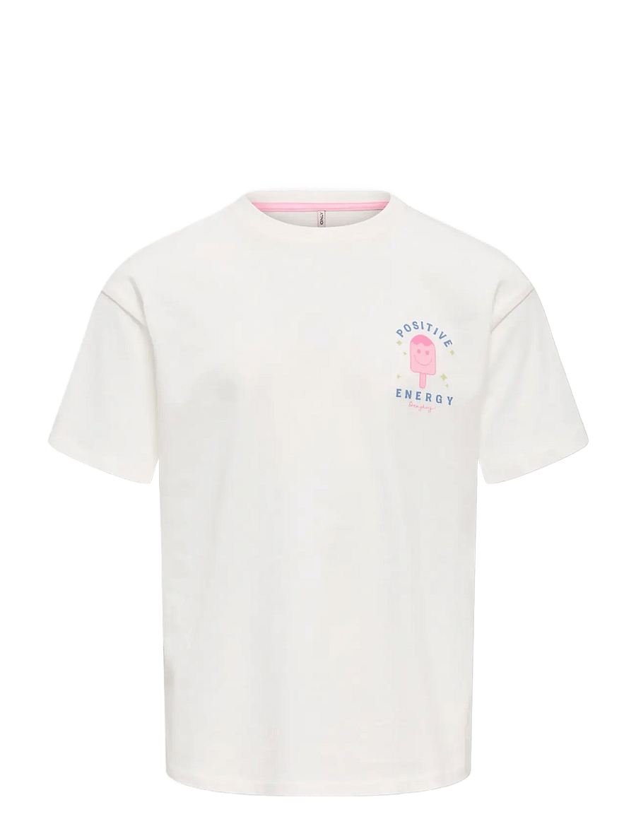 Kids Only - KOGROSITA LIFE S/S LOOSE PRINT TOP JRS - kortærmede t-shirts - cloud dancer - 0