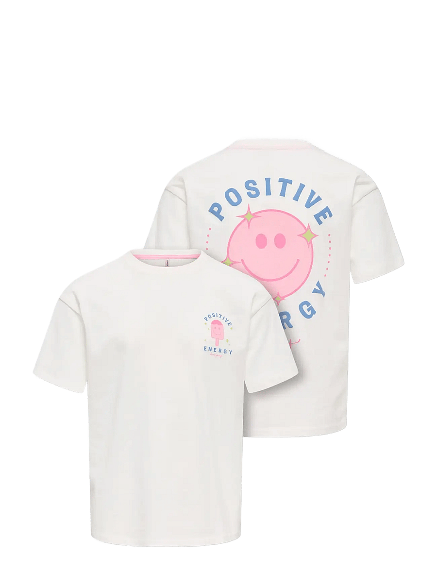 Kids Only - KOGROSITA LIFE S/S LOOSE PRINT TOP JRS - kortærmede t-shirts - cloud dancer - 2