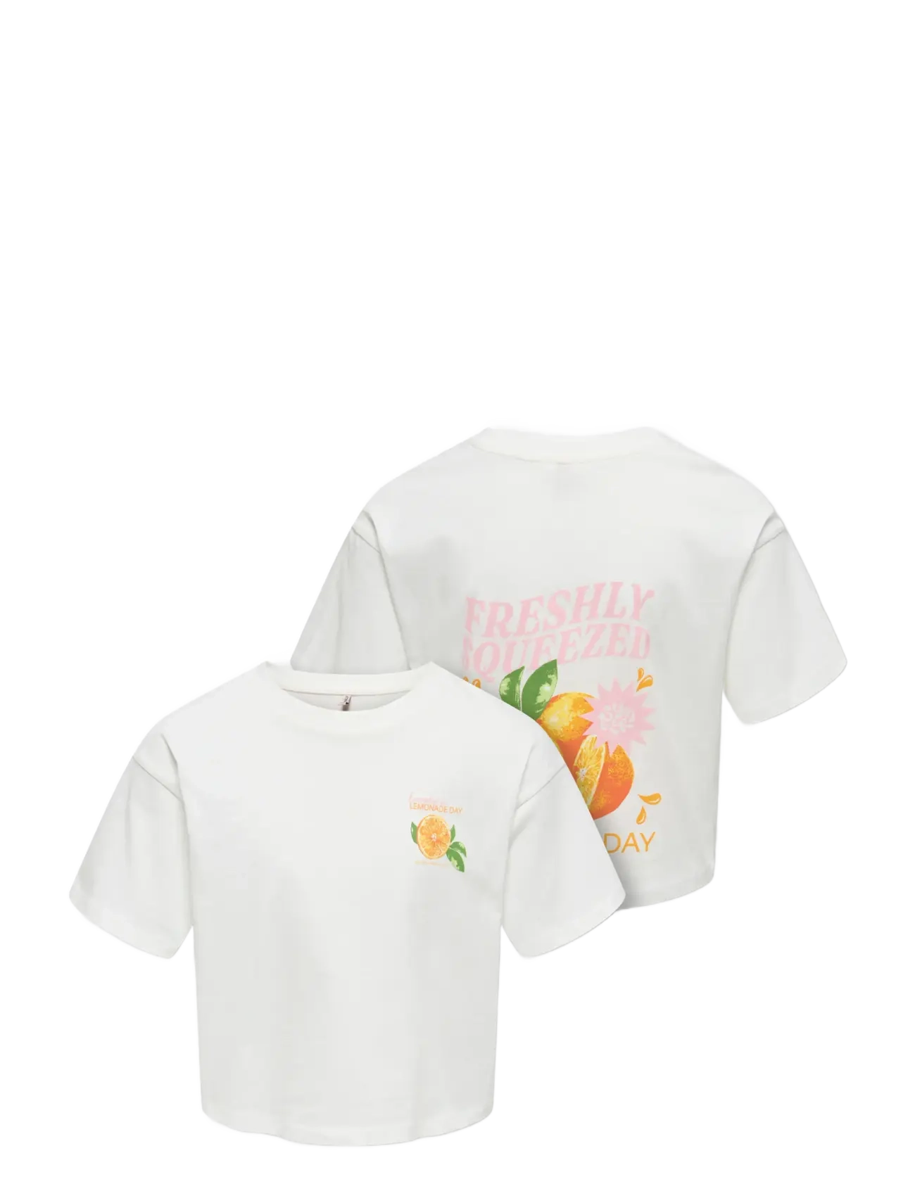 Kids Only - KOGMILLA LIFE S/S BOXY PRINTED TOP JRS - kortærmede t-shirts - cloud dancer - 2